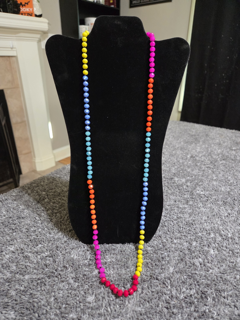 Multicolor Beaded Necklace - Bright Rainbow Colors